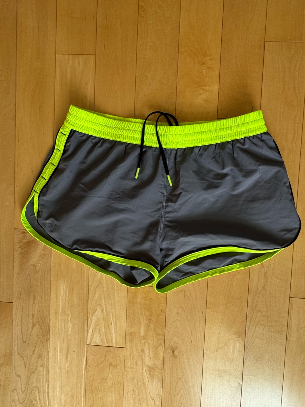 Under Armour Gray Athletic Shorts with Neon Yellow Trim